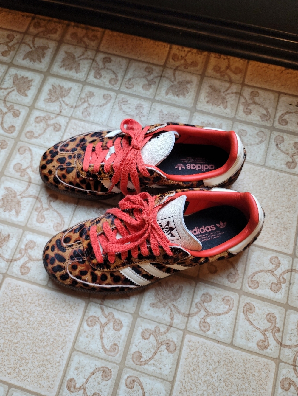 Adidas Samba OG Leather Trimmed Leopard Print Pony Hair Sneakers UK 4.5/US6 - Picture 2 of 11